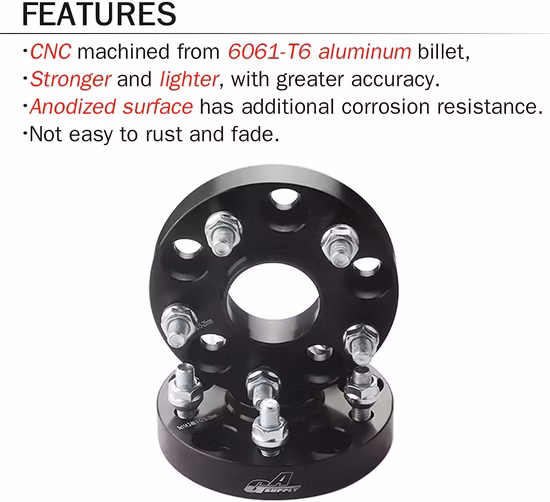 5 distanziali ruota da 4,5 da 1 pollice con foro del mozzo da 60,1 mm e 12 prigionieri da 1,5