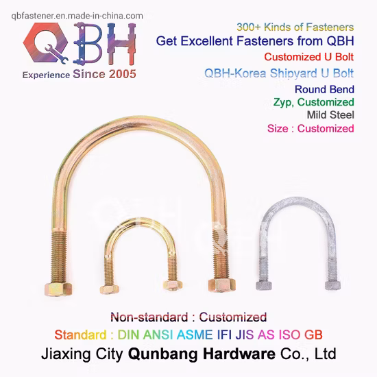 Qbh 300+ Cantiere navale Tunnage Costruzione di edifici Pannello solare Rotondo Quadrato Tubo curvo Raccordo a molla Acciaio al carbonio zincato a U Perno